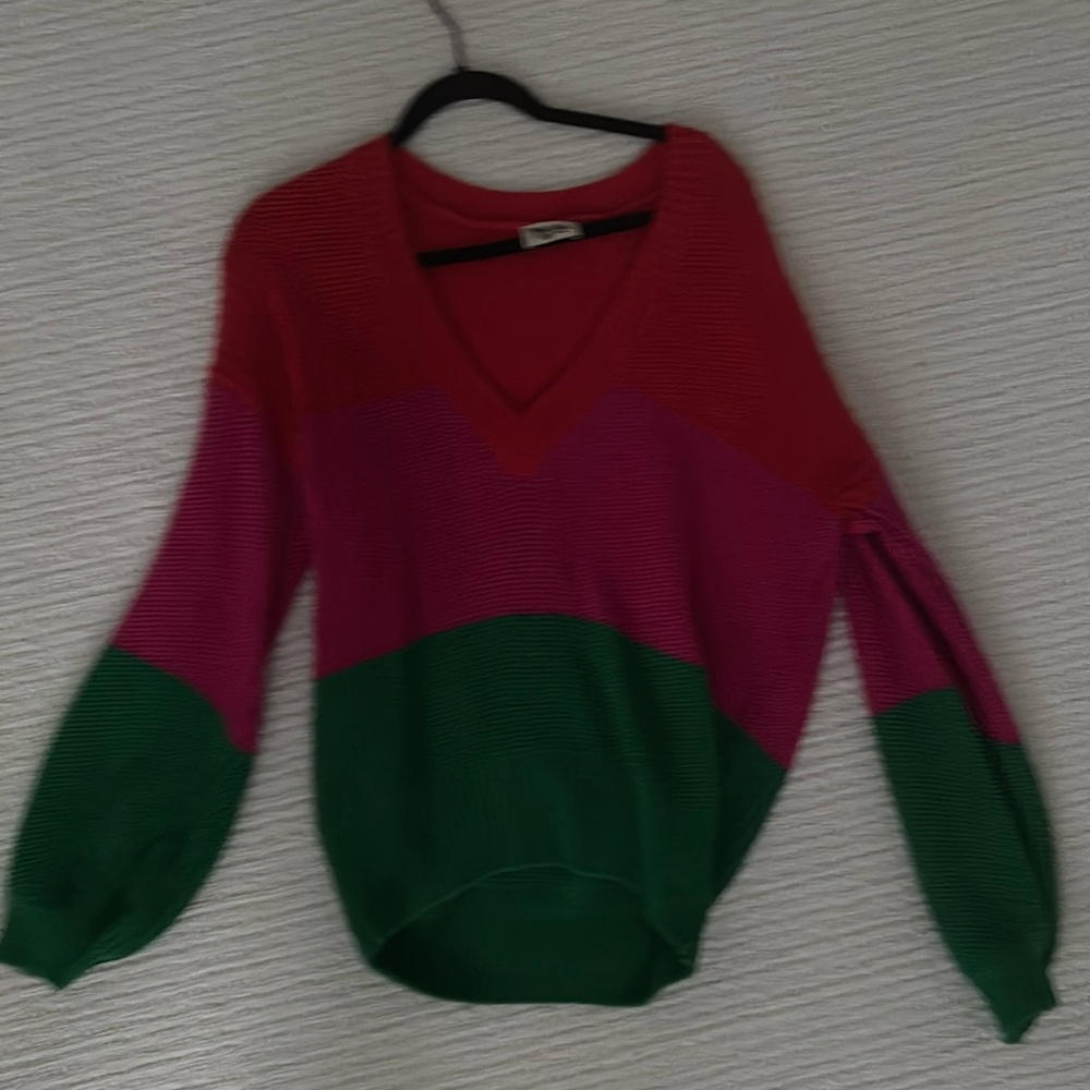 S, Mumu Sweater, Multicolor: Red, Pink, Green